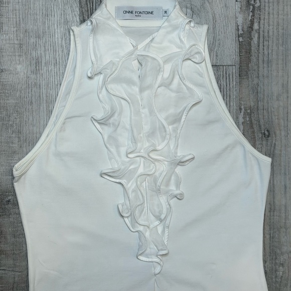 Anne Fontaine Stilla White Ruffle Sleeveless Blouse Womens size Small French 38 - Picture 3 of 10